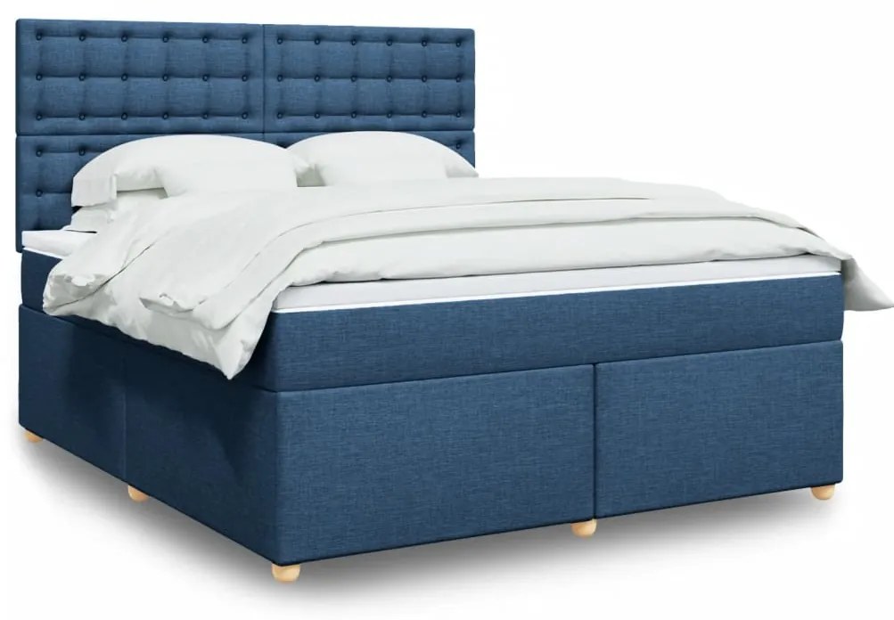 vidaXL Cama com molas/colchão 180x200 cm tecido azul
