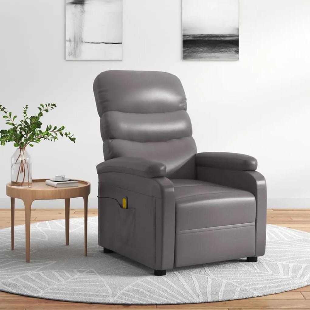 289692 vidaXL Cadeira de massagens couro artificial cinzento