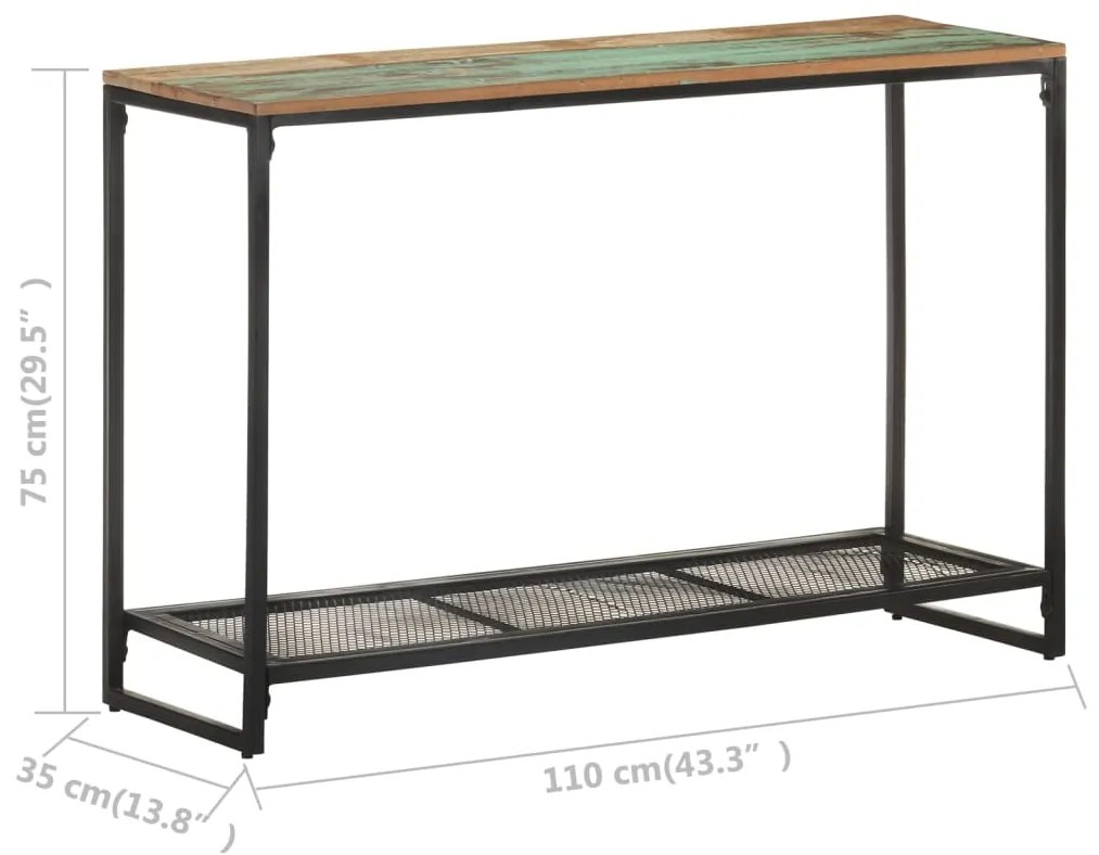 Mesa consola 110x35x75 cm madeira recuperada maciça