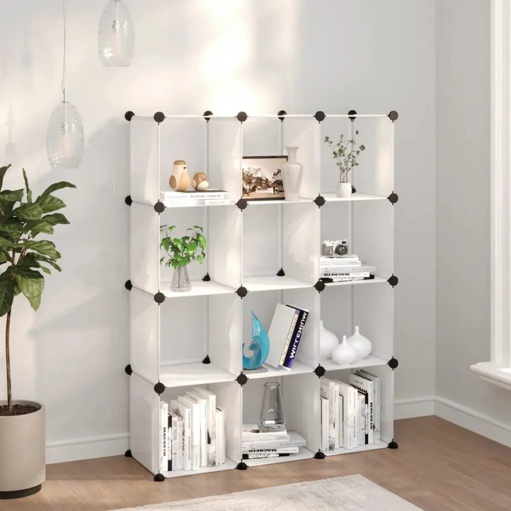 vidaXL Cubo de arrumação com 12 cubos PP transparente