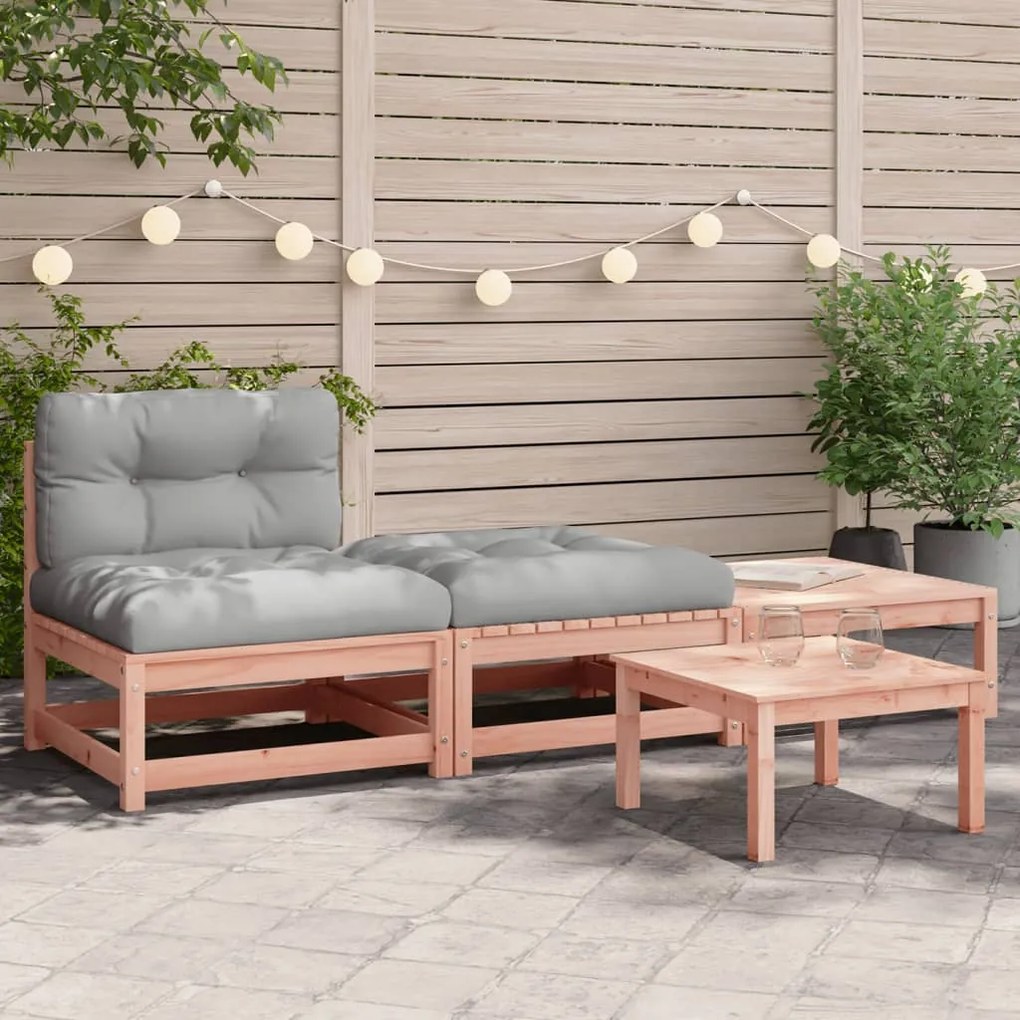 vidaXL Sofá sem apoio de braços p/ jardim c/ almofadões/apoios de pés
