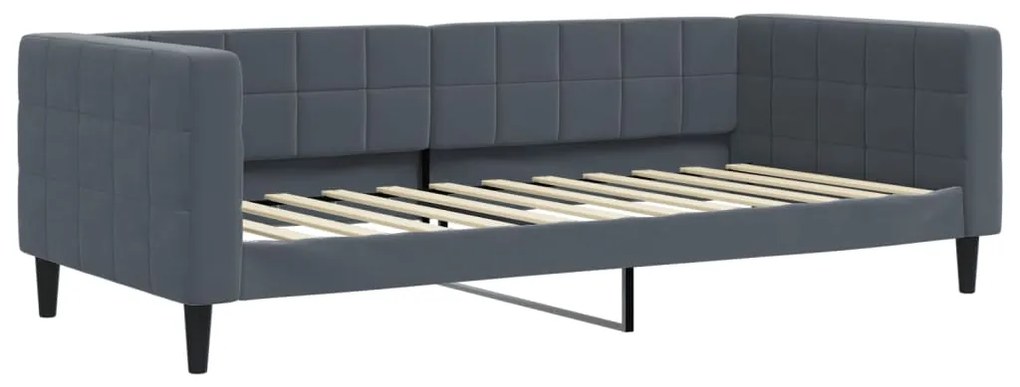 Sofá-cama c/ gavetão/colchões 100x200 cm veludo cinzento-escuro