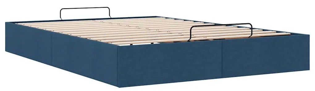 Estrutura de cama otomana sem colchão 140x190 cm tecido azul