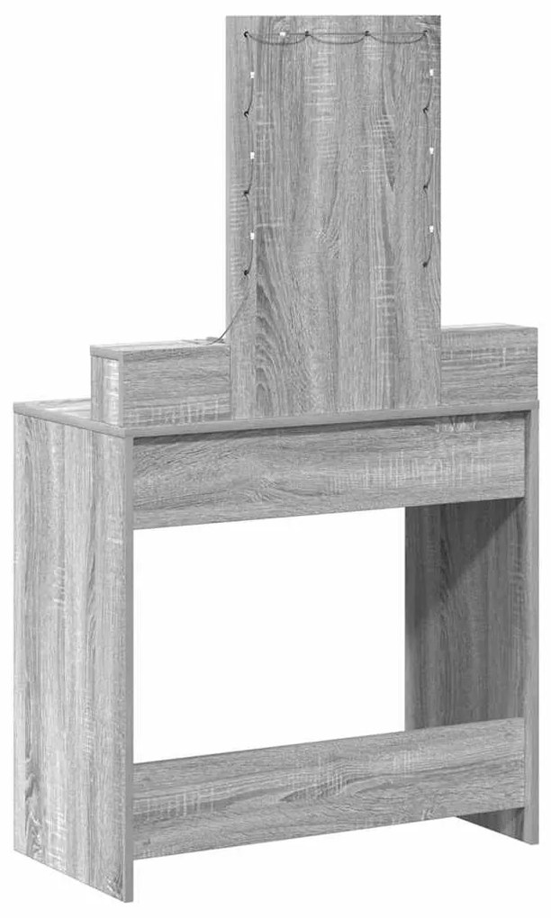 Mesa de Maquilhagem vidaXL com Luzes LED Cinza Sonoma 79x41x140 cm
