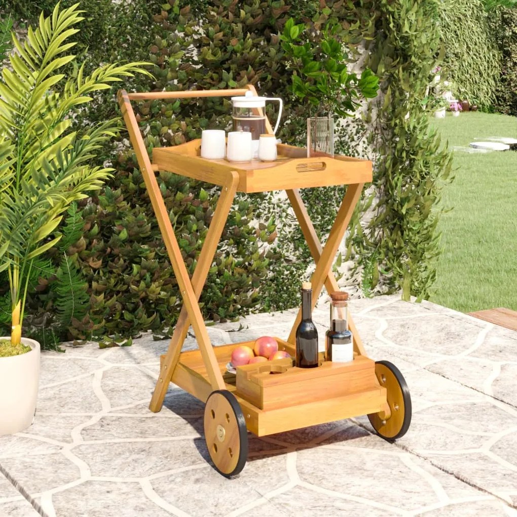vidaXL Carrinho de chá 54x87x90 cm madeira de acácia maciça