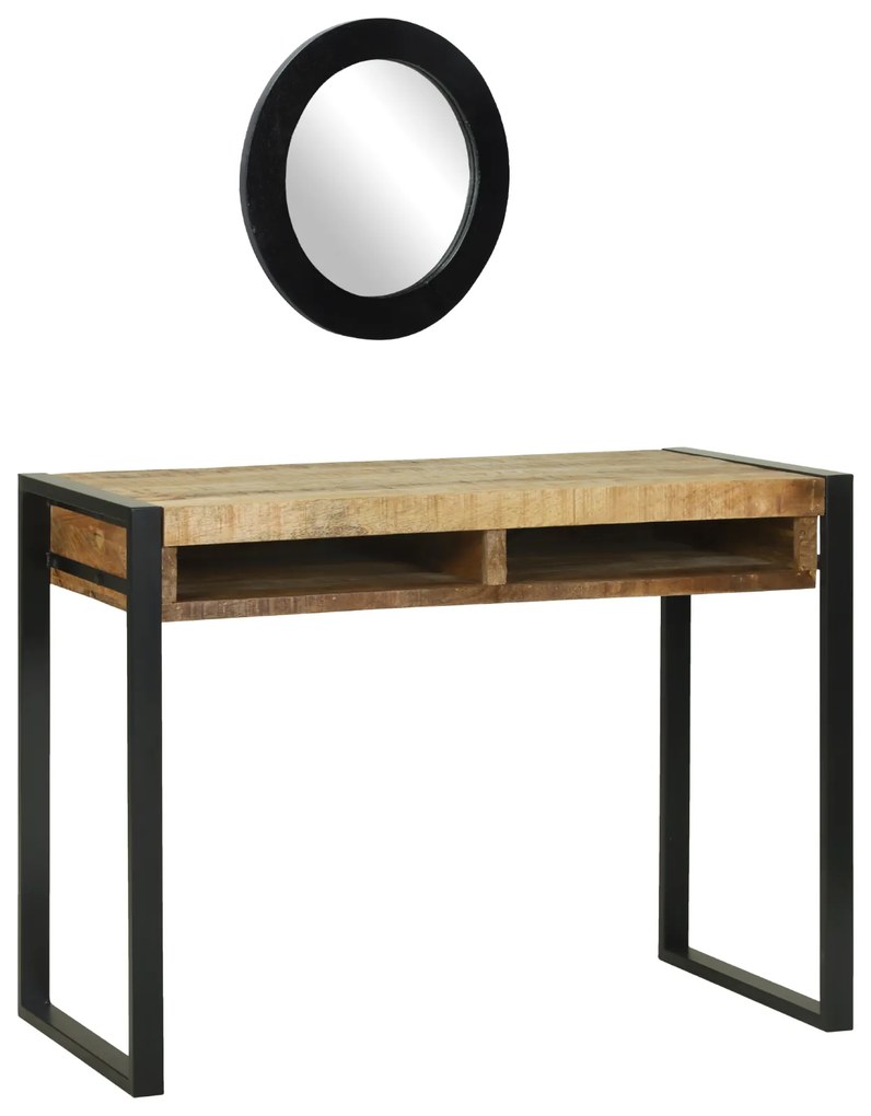 vidaXL Mesa de Maquilhagem com Espelho 100x50x75 cm Madeira Rústica de Mangueira