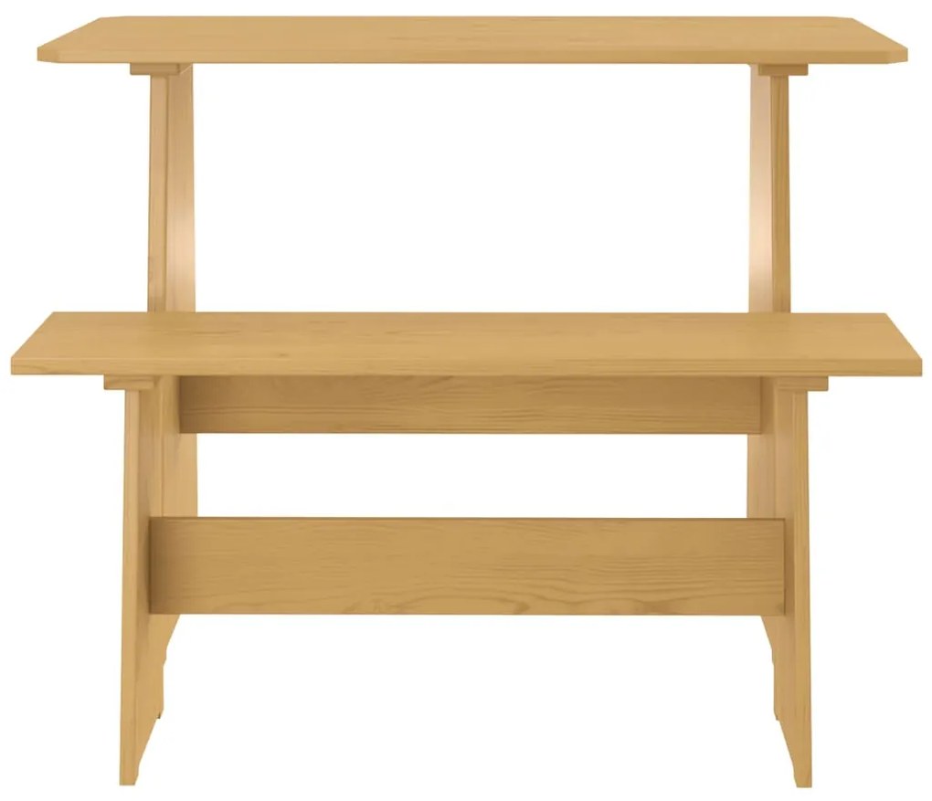 Mesa de jantar com banco REINE pinho maciço castanho mel
