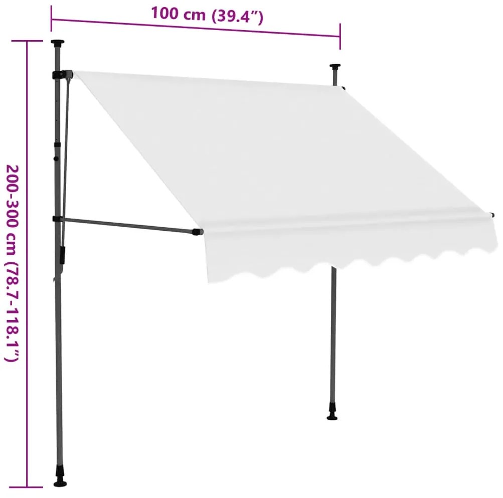 Toldo retrátil manual com LED 100 cm creme