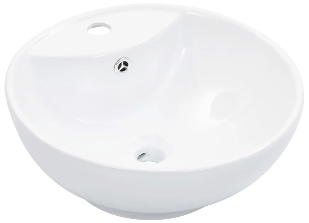 vidaXL Lavatório com extravasamento 46,5x18 cm cerâmica branco