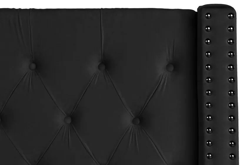 Cama de casal com arrumação em veludo preto 180 x 200 cm LUBBON Beliani