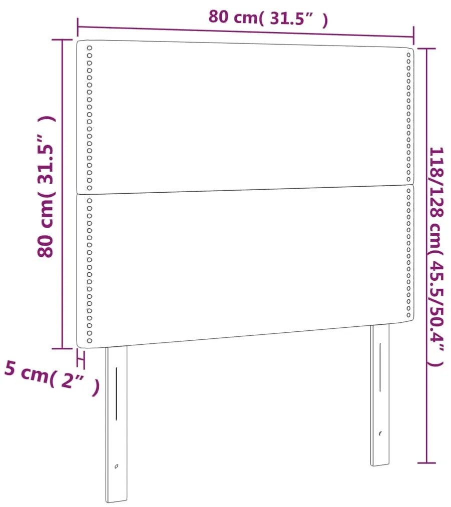 Cabeceira de cama c/ LED veludo 80x5x118/128 cm verde-escuro