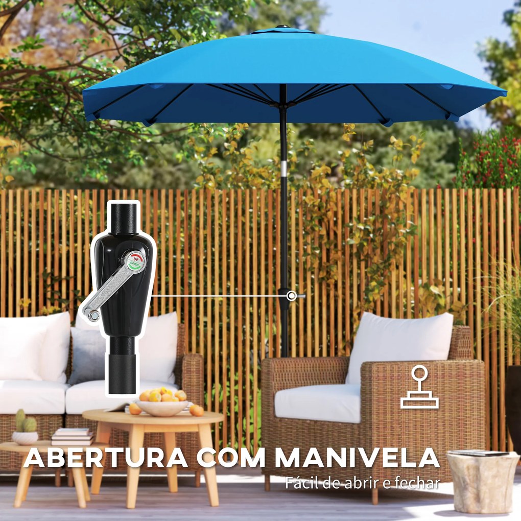 Chapéu de Sol de Exterior 233x233 cm Chapéu de Sol de Jardim com Ângulo Ajustável Impermeável Azul