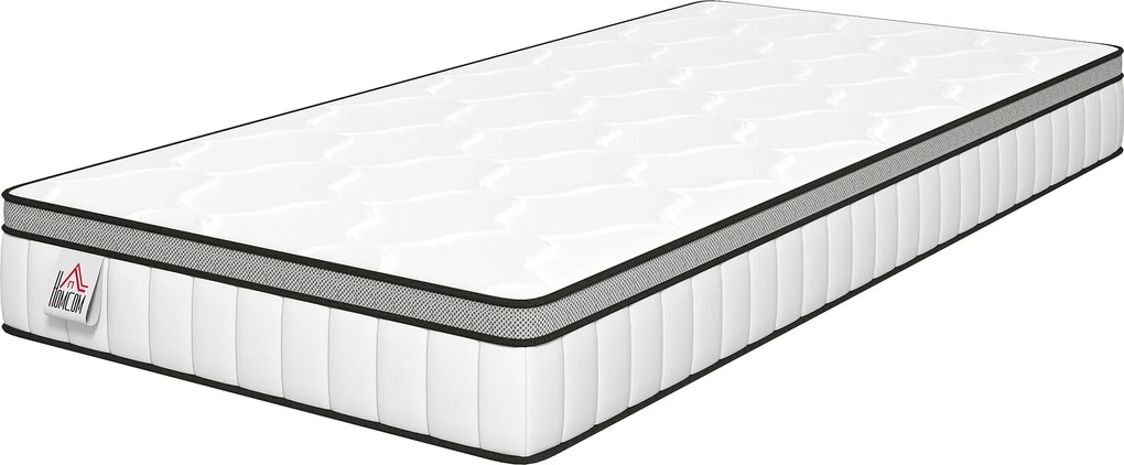 Colchão de 90 x 190 cm, 20 cm de espessura, colchão com molas ensacadas em 7 zonas e espuma viscoelástica com gel refrescante