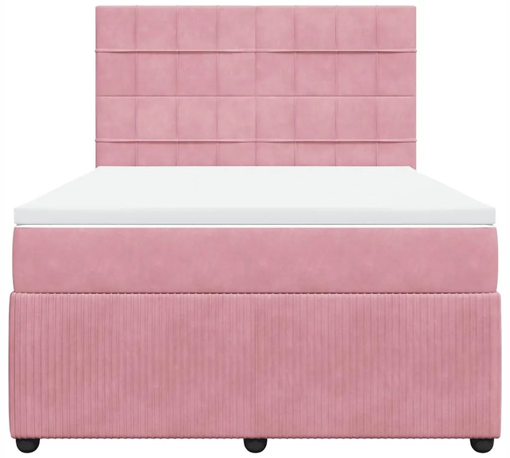 Cama com molas/colchão 140x190 cm veludo rosa