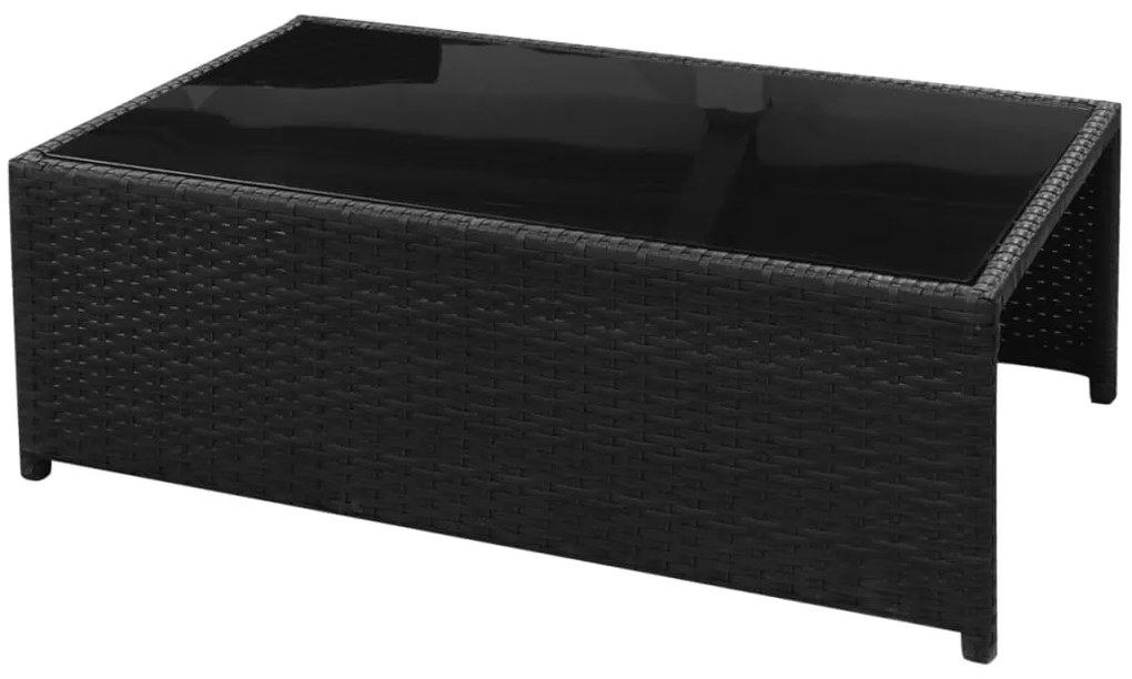 8 pcs conjunto lounge de jardim c/ almofadões vime PE preto