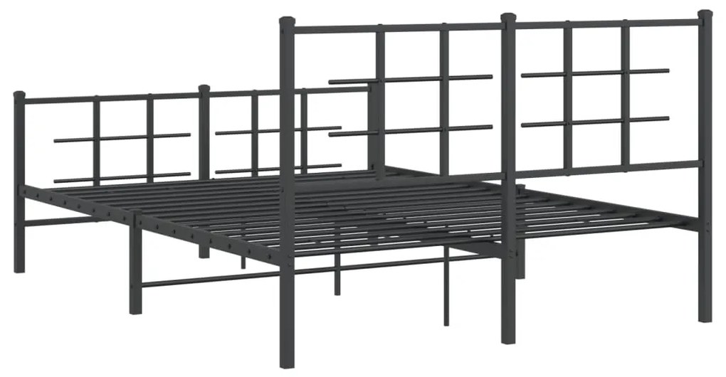Estrutura de cama com cabeceira e pés 135x190 cm metal preto
