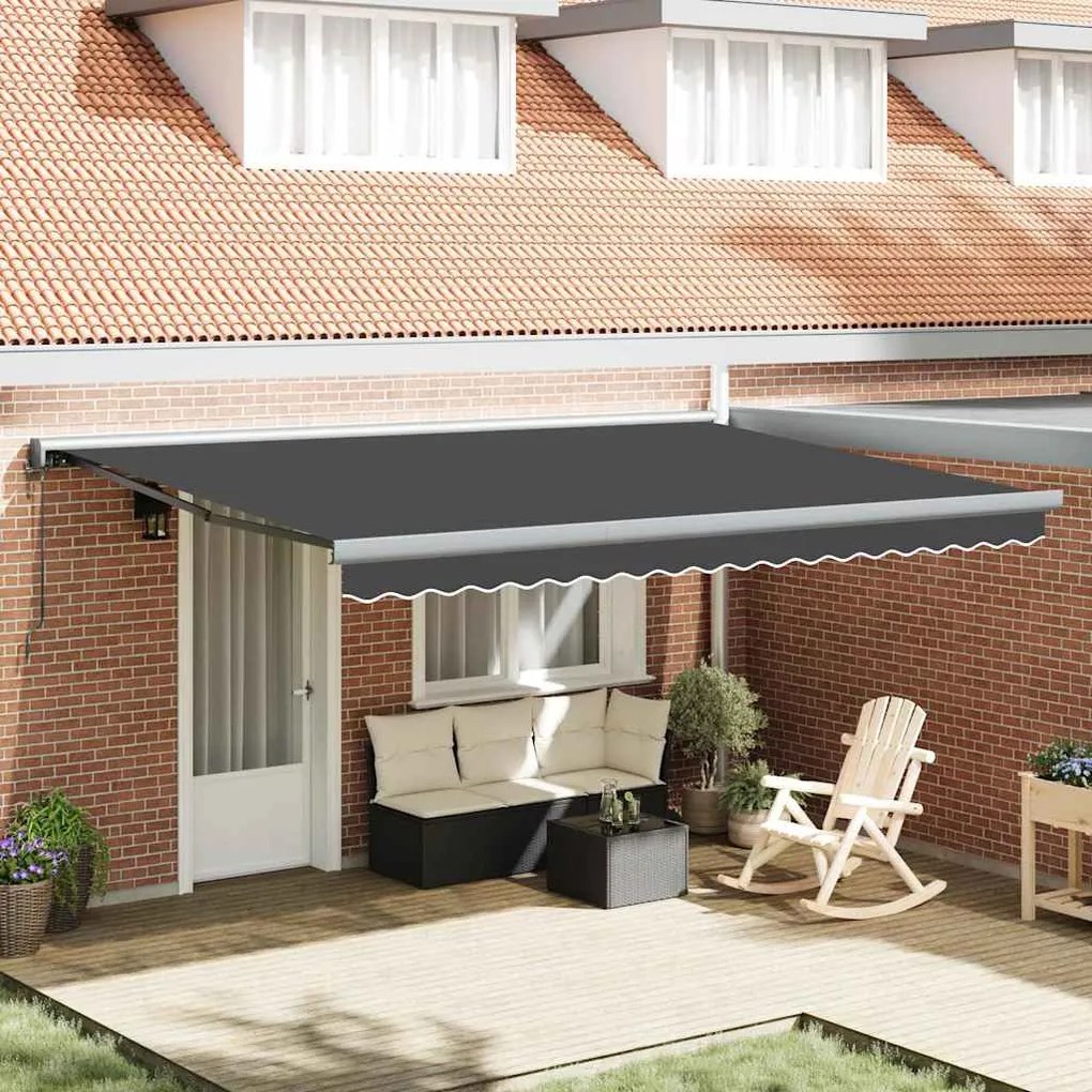 vidaXL Toldo Retrátil Manual Antracite 450 × 300 cm Tecido, Metal