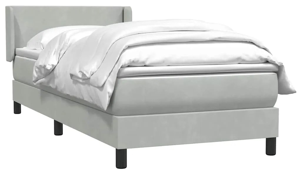 Cama com molas/colchão cinzento-claro 80x220 cm veludo