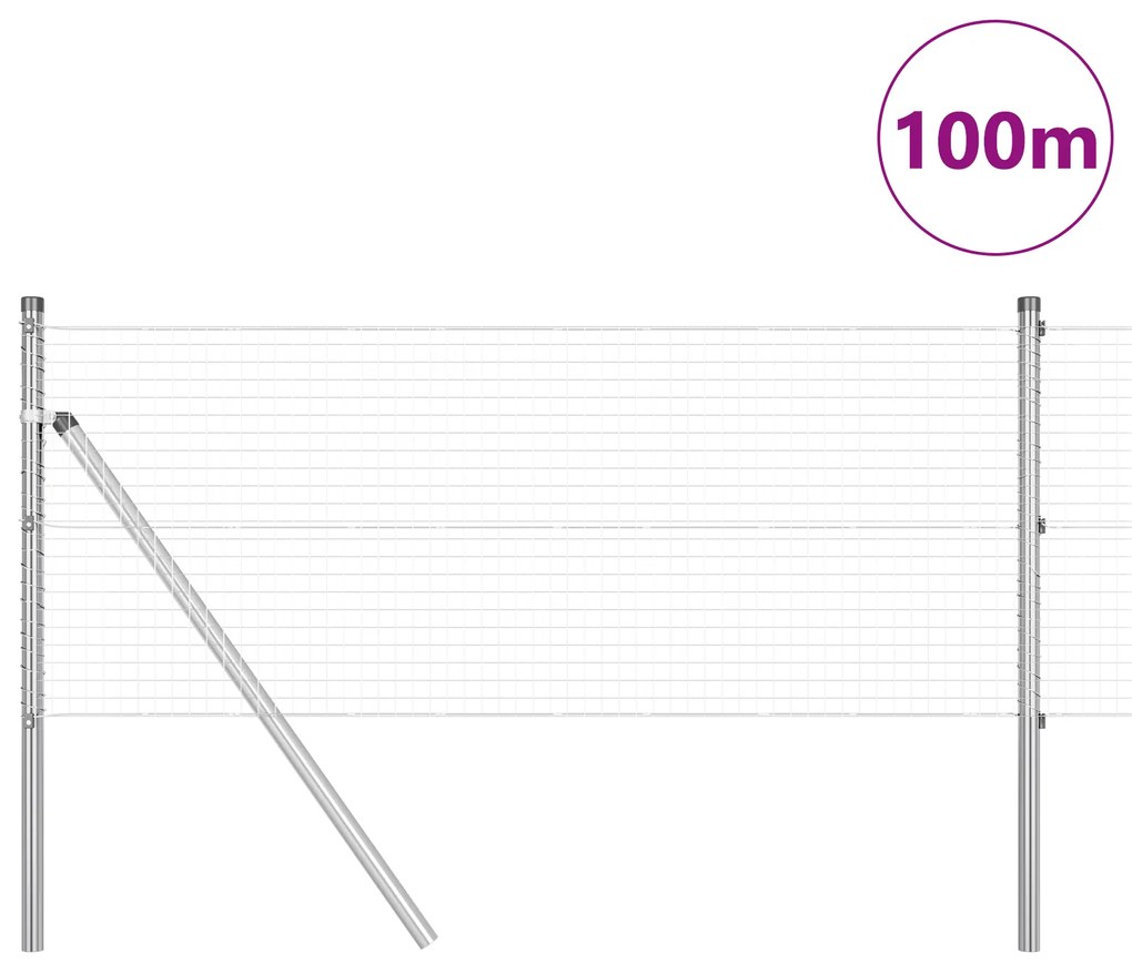 Cerca de Arame Soldado com 13 Postes 0,5x100 m Aço Galvanizado