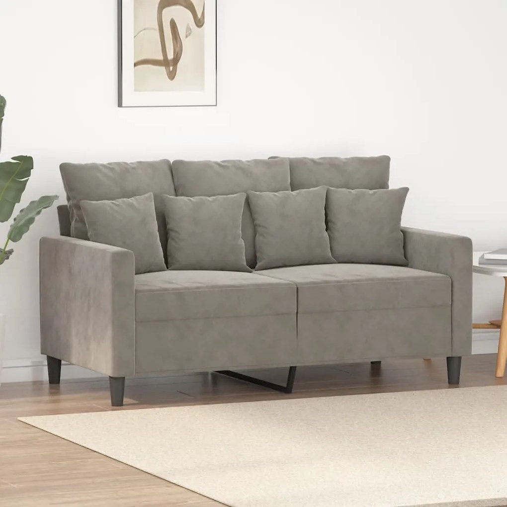 348865 vidaXL Sofá de 2 lugares 120 cm veludo cinzento-claro
