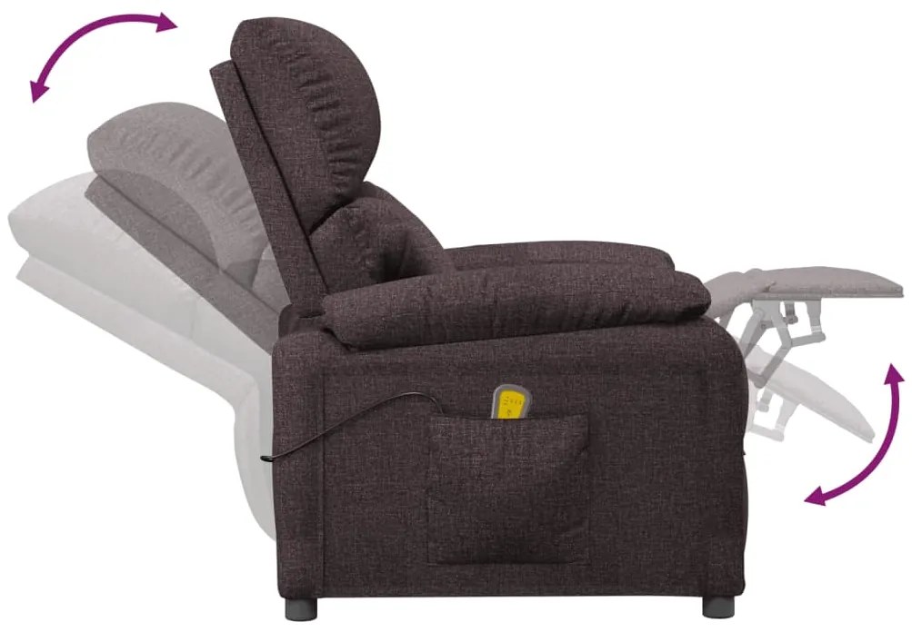 Poltrona de massagens tecido castanho-escuro