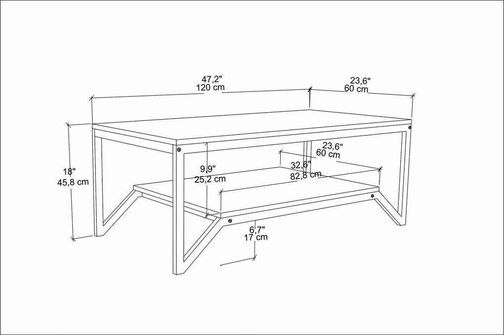 Mesa de Centro Flora – Dourado e Branco – 120 x 60 x 45,8 cm