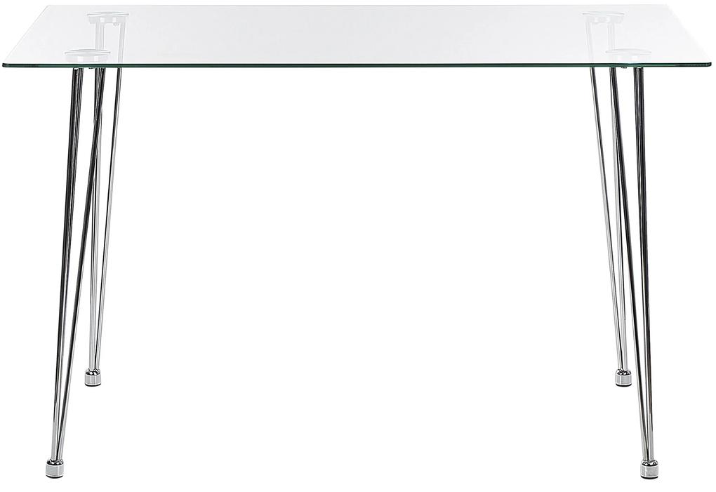 Mesa de jantar com vidro temperado e pernas prateadas 120 x 70 cm WINSTON Beliani
