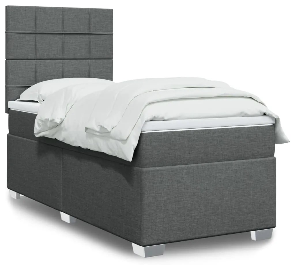 vidaXL Cama com molas/colchão 80x200 cm tecido cinzento-escuro
