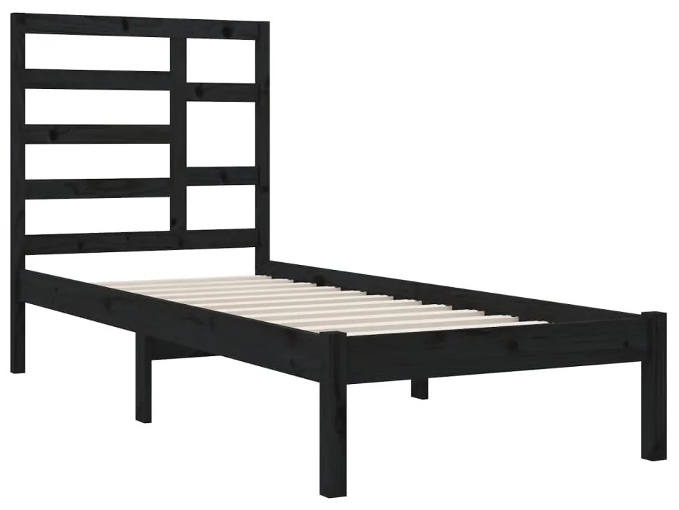 Estrutura de cama 100x200 cm madeira maciça preto