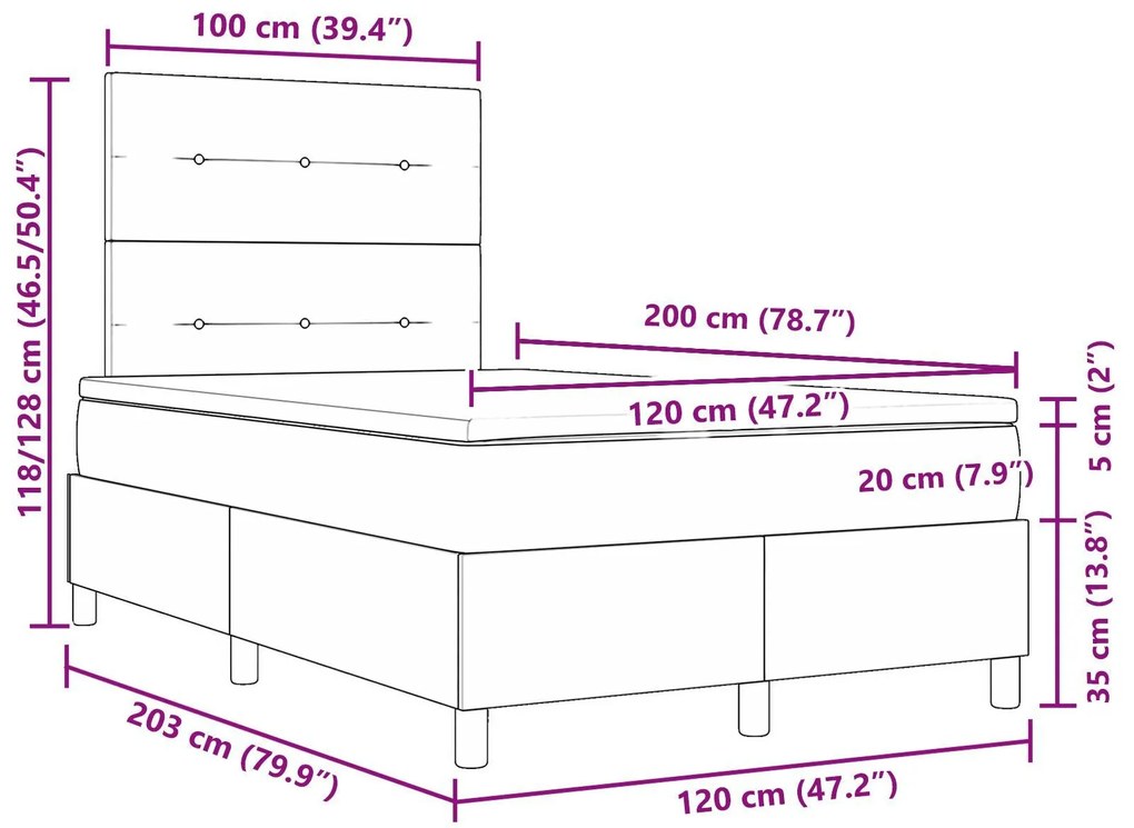 Cama Box com Colchão Azul 120x200 cm Tecido