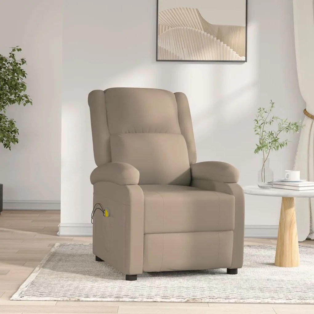 vidaXL Poltrona massagens reclinável elétrica couro artif. cappuccino
