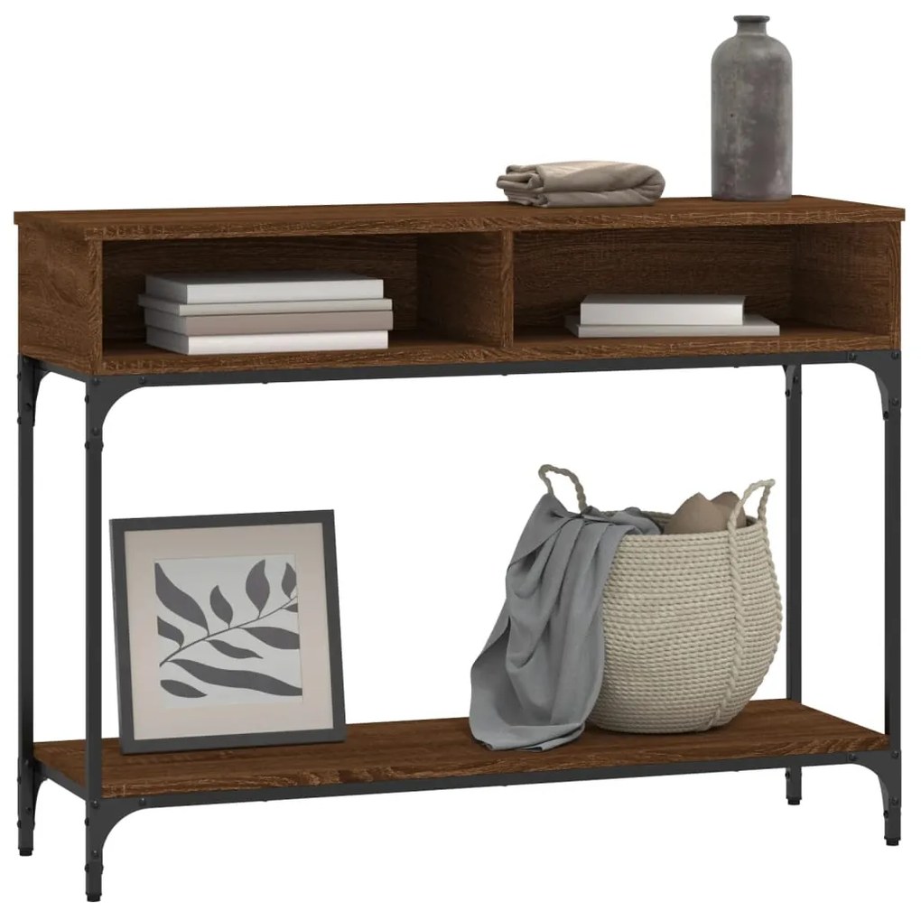 Mesa consola 100x30,5x75 cm derivados madeira carvalho castanho
