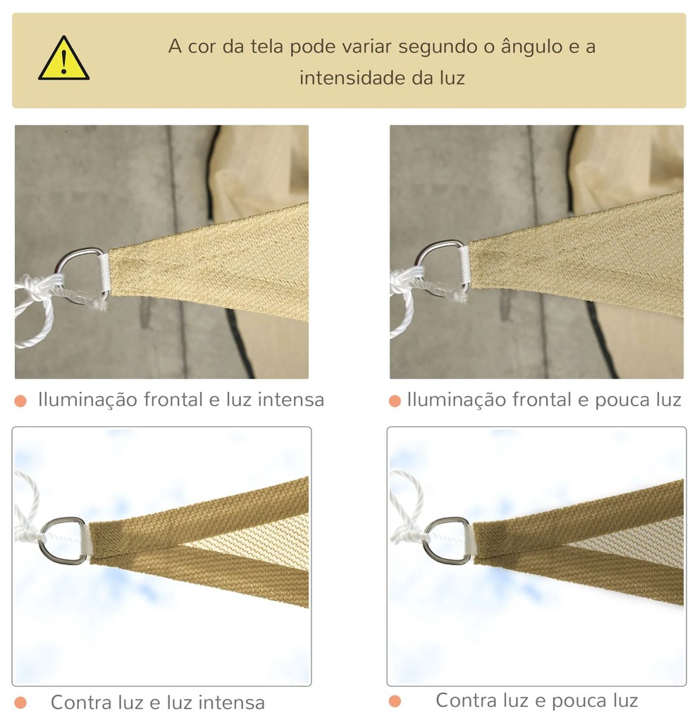 Vela de Sombra Triangular 3x3x3 m Toldo Vela de HDPE com Proteção UV A