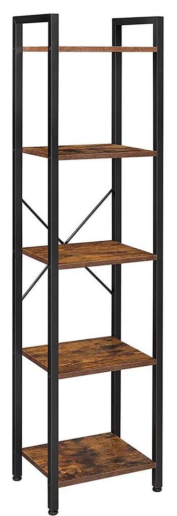 Estante com 5 níveis de prateleiras 40 x 30 x 146 cm castanho Vintage-preto