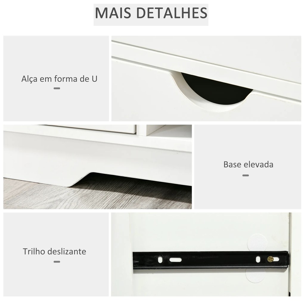 Banco Sapateiro com 2 Prateleiras Bolso Almofada Amovível e 2 Gavetas para 4 Pares de Sapatos  80,5x30,5x43,5 cm Branco e Cinza