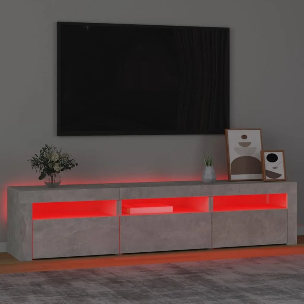 Móvel de TV com luzes LED 180x35x40 cm cinza sonoma