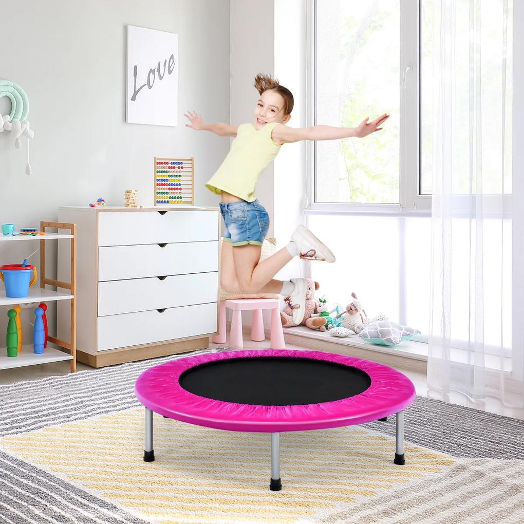 Trampolim Portátil Dobrável para Crianças Fitness Actividades de Interior e Exterior 97 x 97 x 19 cm Preto e Rosa