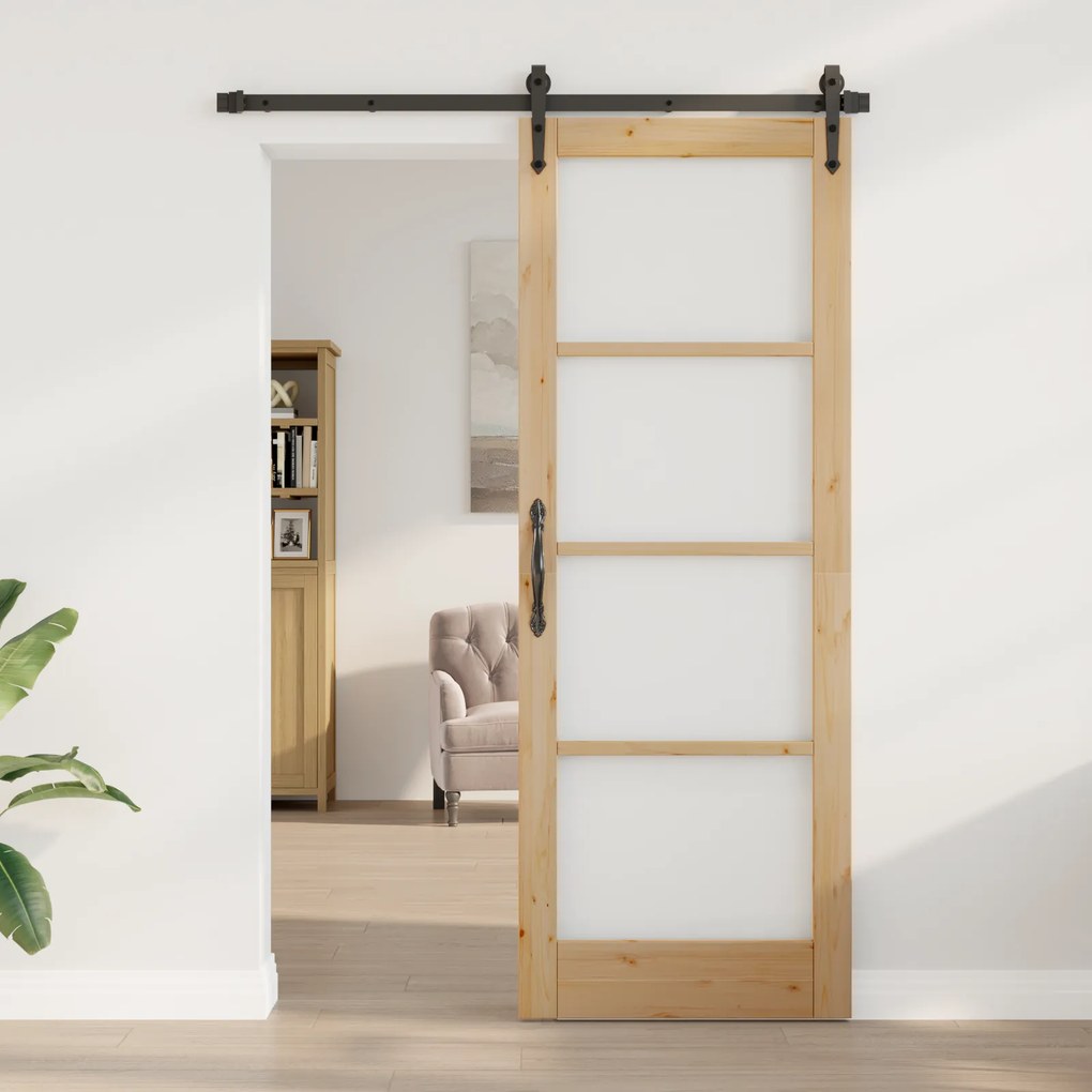 vidaXL porta de interior com vidro "ORKDAL" 78x211x4 cm em madeira maciça de pinho