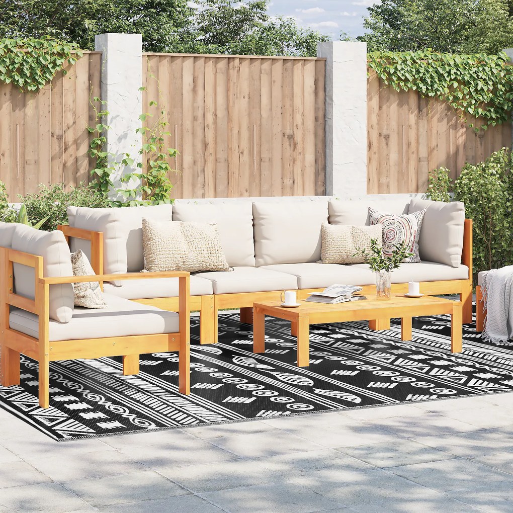 vidaXL Tapete Exterior ARAKIL Preto e branco Polipropileno 300 x 400 cm