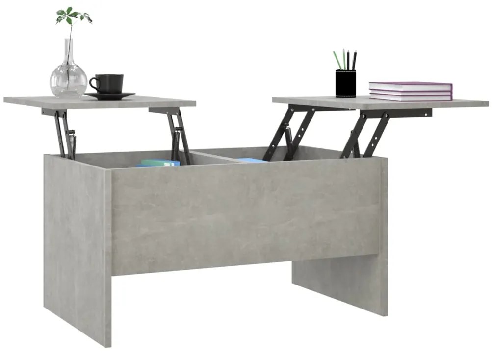 Mesa de centro 80x50x42,5 cm madeira processada cinza cimento