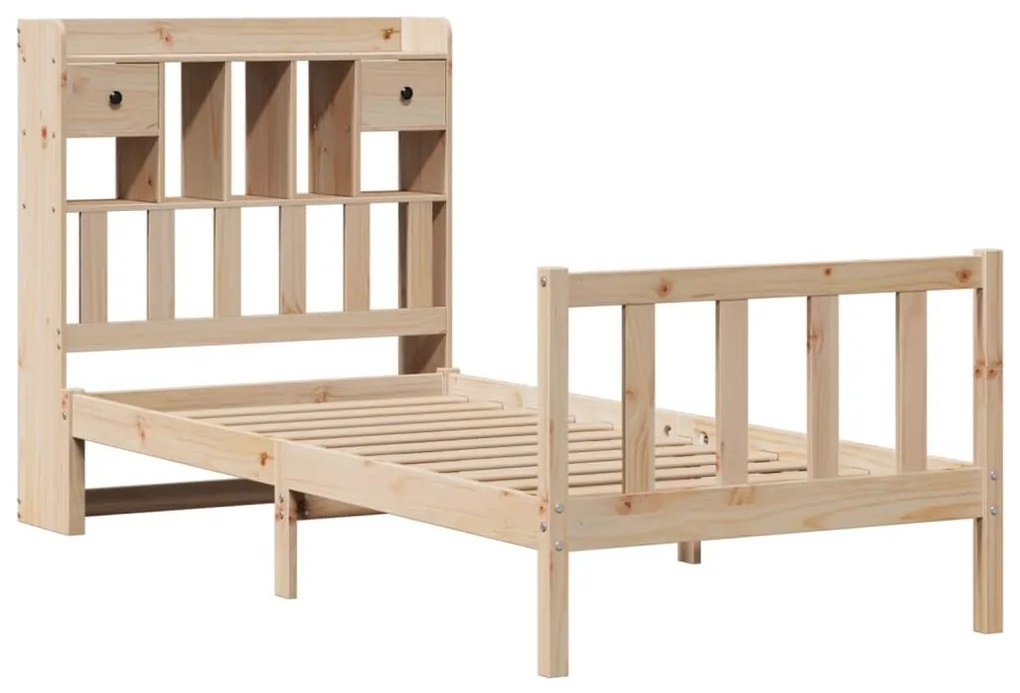 Cama com estante sem colchão 90x190 cm pinho maciço