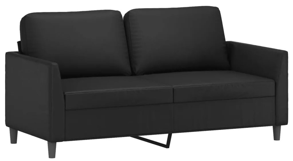 3 pcs conjunto de sofás com almofadões couro artificial preto