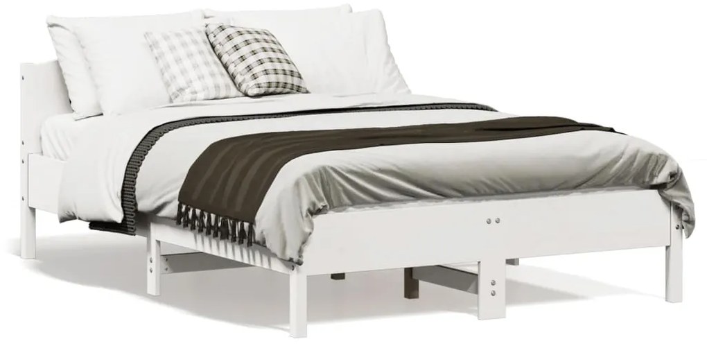 Cama sem colchão 140x190 cm madeira de pinho maciça branco