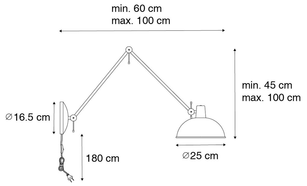 Candeeiro de parede retro amarelo com bronze - Milou
