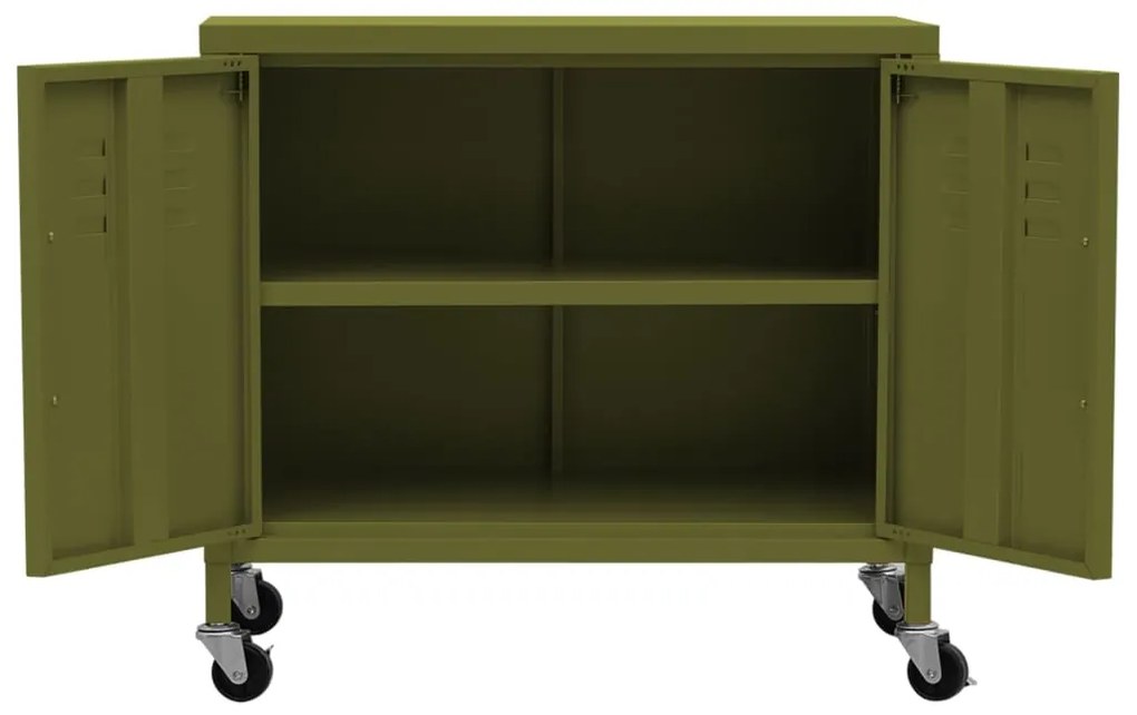 Armário de arrumação aço 60x35x56 cm verde-azeitona
