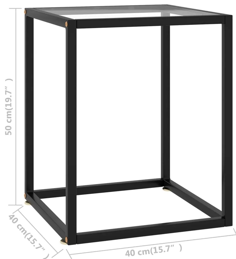 Mesa de centro 40x40x50 cm preto com vidro temperado
