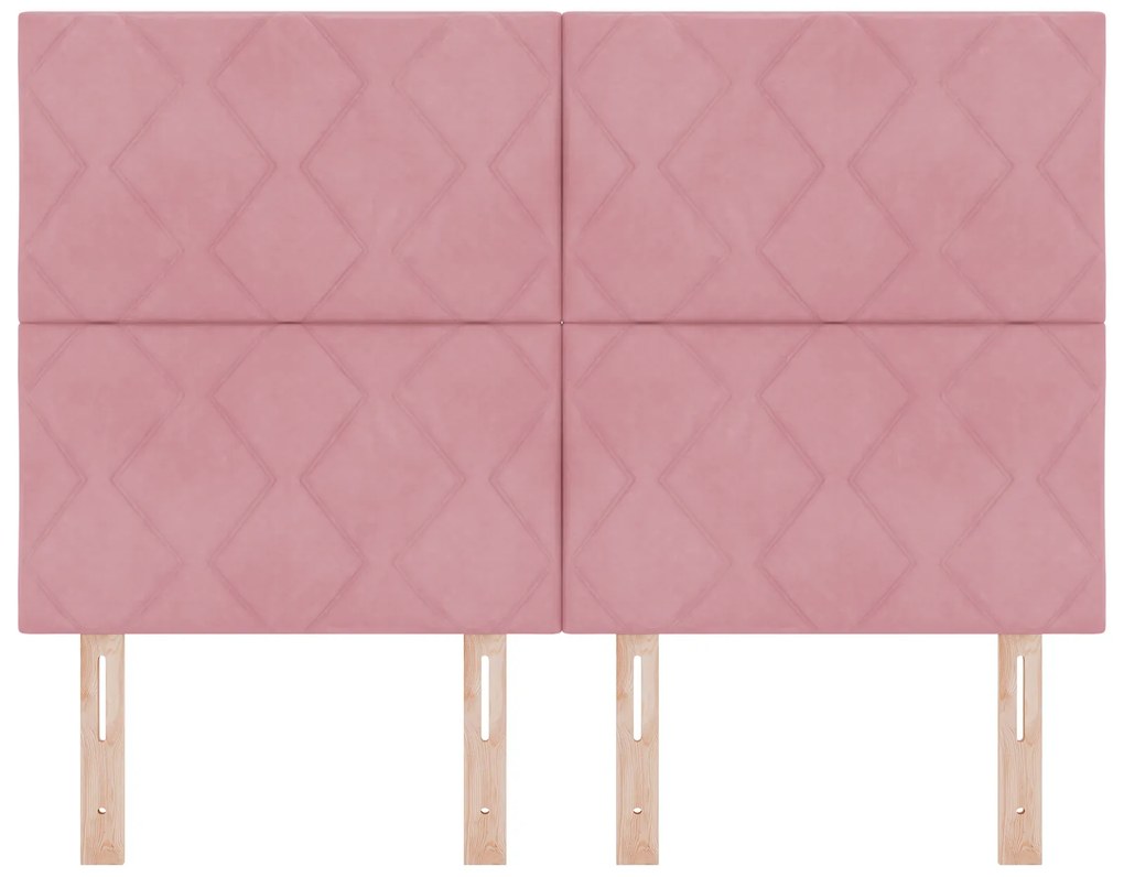 Cabeceira Design de Blocos de Diamante Rosa 140 cm Veludo