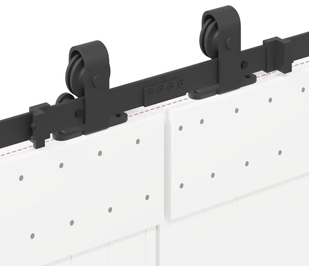 Kit de ferragens para porta deslizante 305 cm aço preto