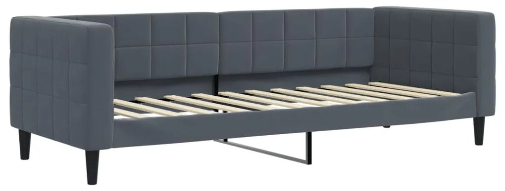 Sofá-cama c/ gavetão e colchões 80x200cm veludo cinzento-escuro