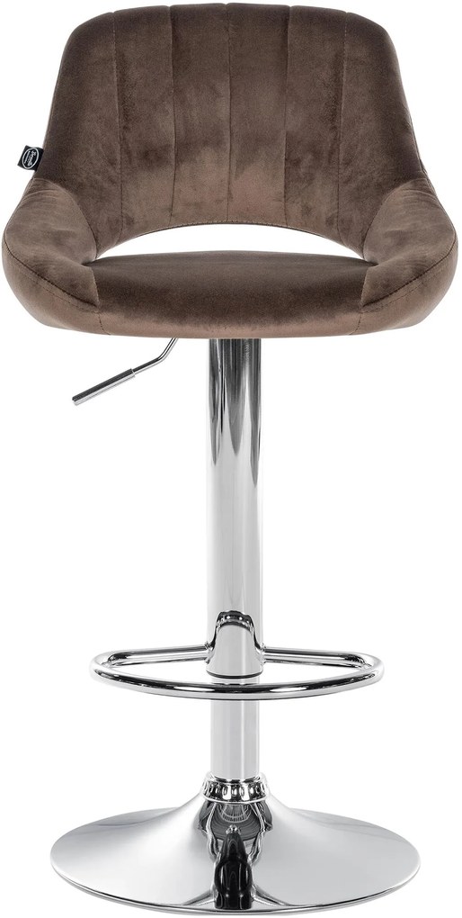 Banco alto Milet em veludo com estrutura cromada 85-106 x 47 x 48 cm Castanho